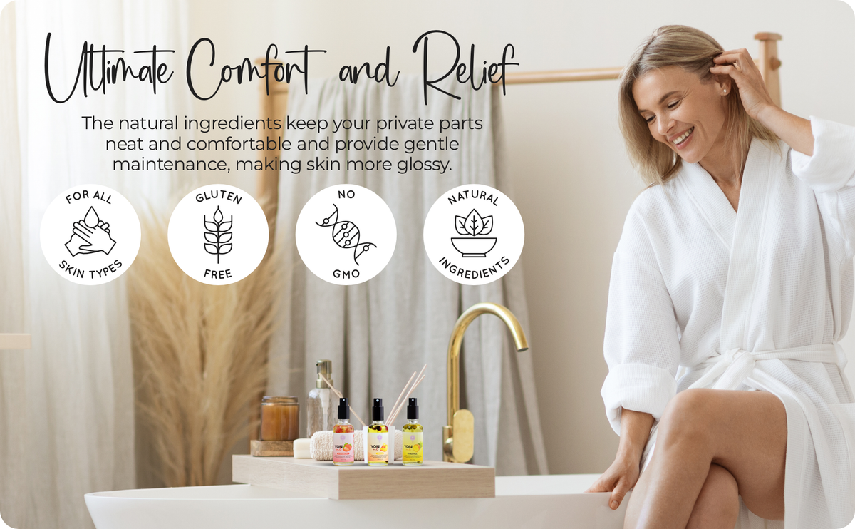 Magic V hydrating yoni oil spray with strawberry scent for feminine care and freshness