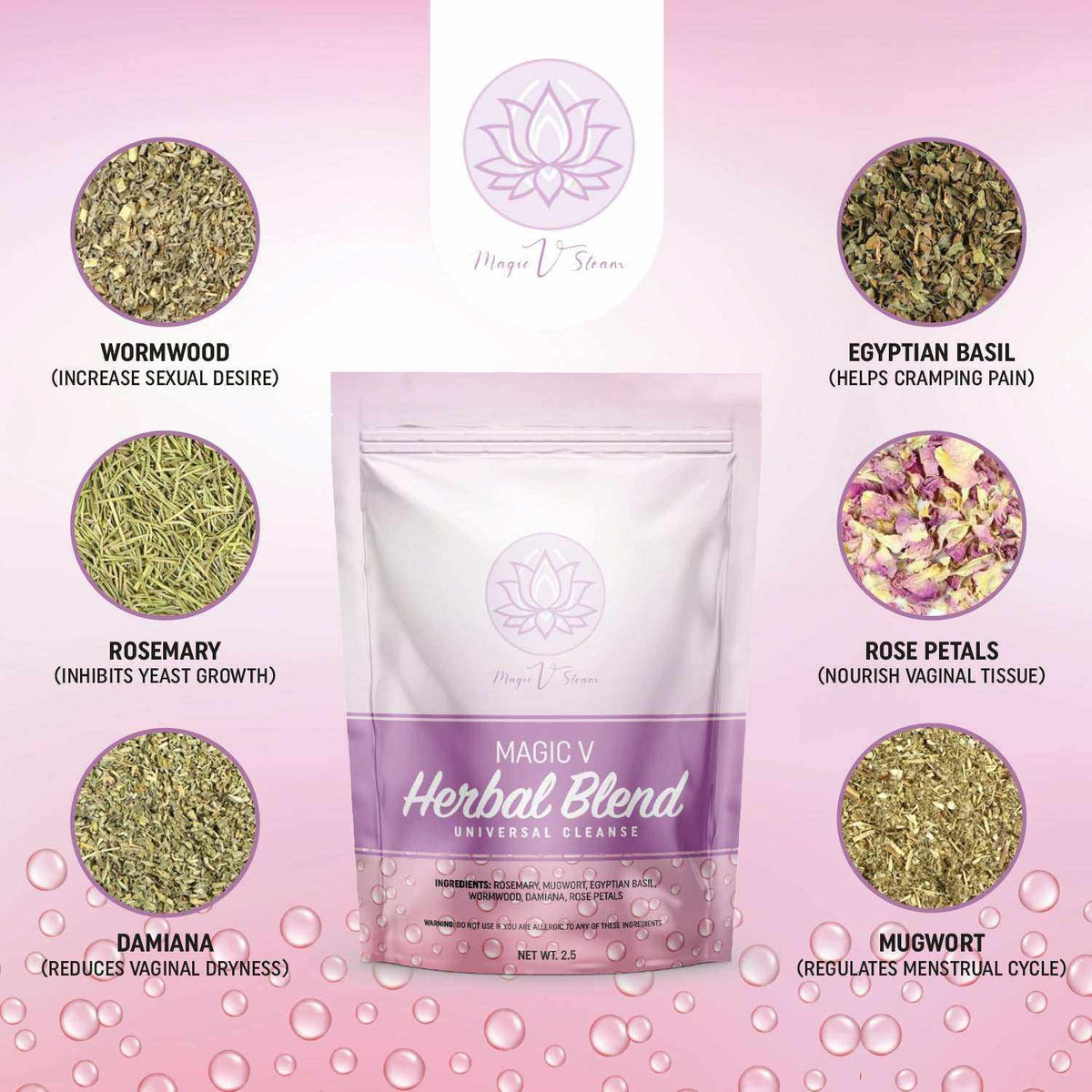 Magic V Steam Yoni Steam Herbs vaginal cleansing and tightening herbal blend with 6 easy clean bags
