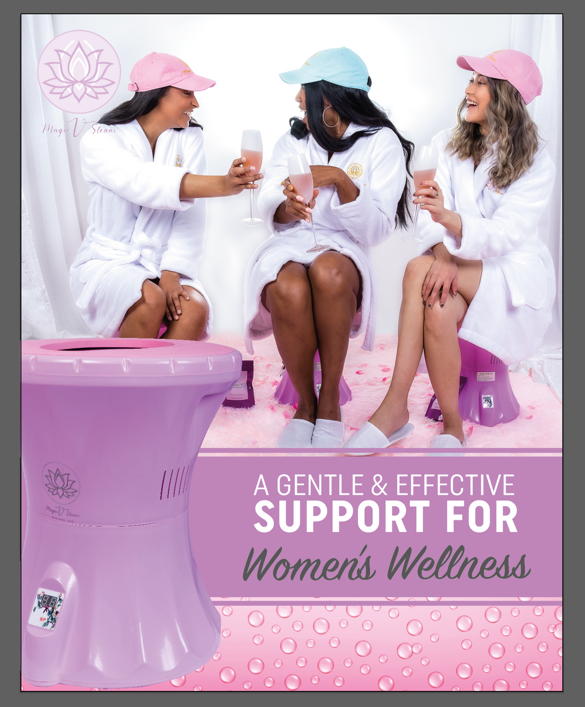 Magic V Steam Yoni Steamer Kit with herbal tea bags for feminine care and postpartum support
