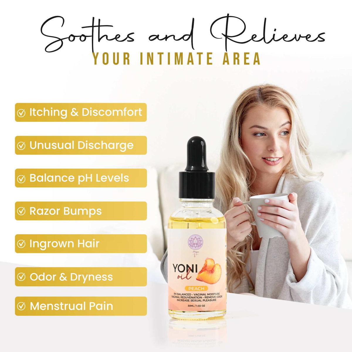 Peach Yoni Oil hydrating feminine care intimate wellness oil
