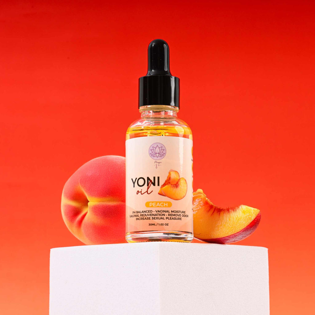 Peach Yoni Oil hydrating intimate wellness oil for feminine care and skin soothing