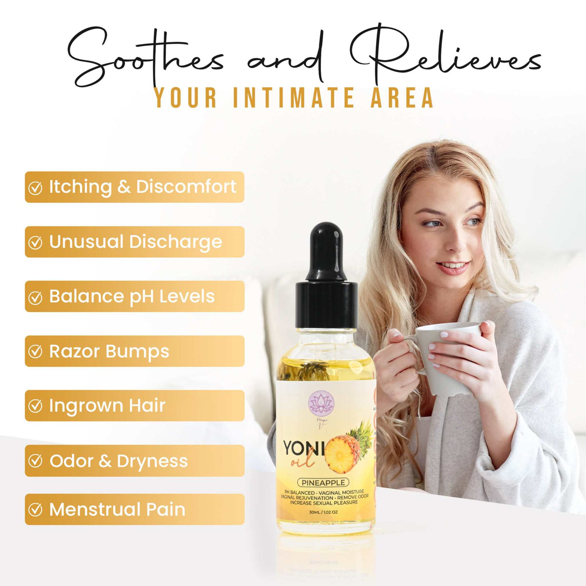 Hydrating pineapple yoni oil for feminine care and intimate wellness