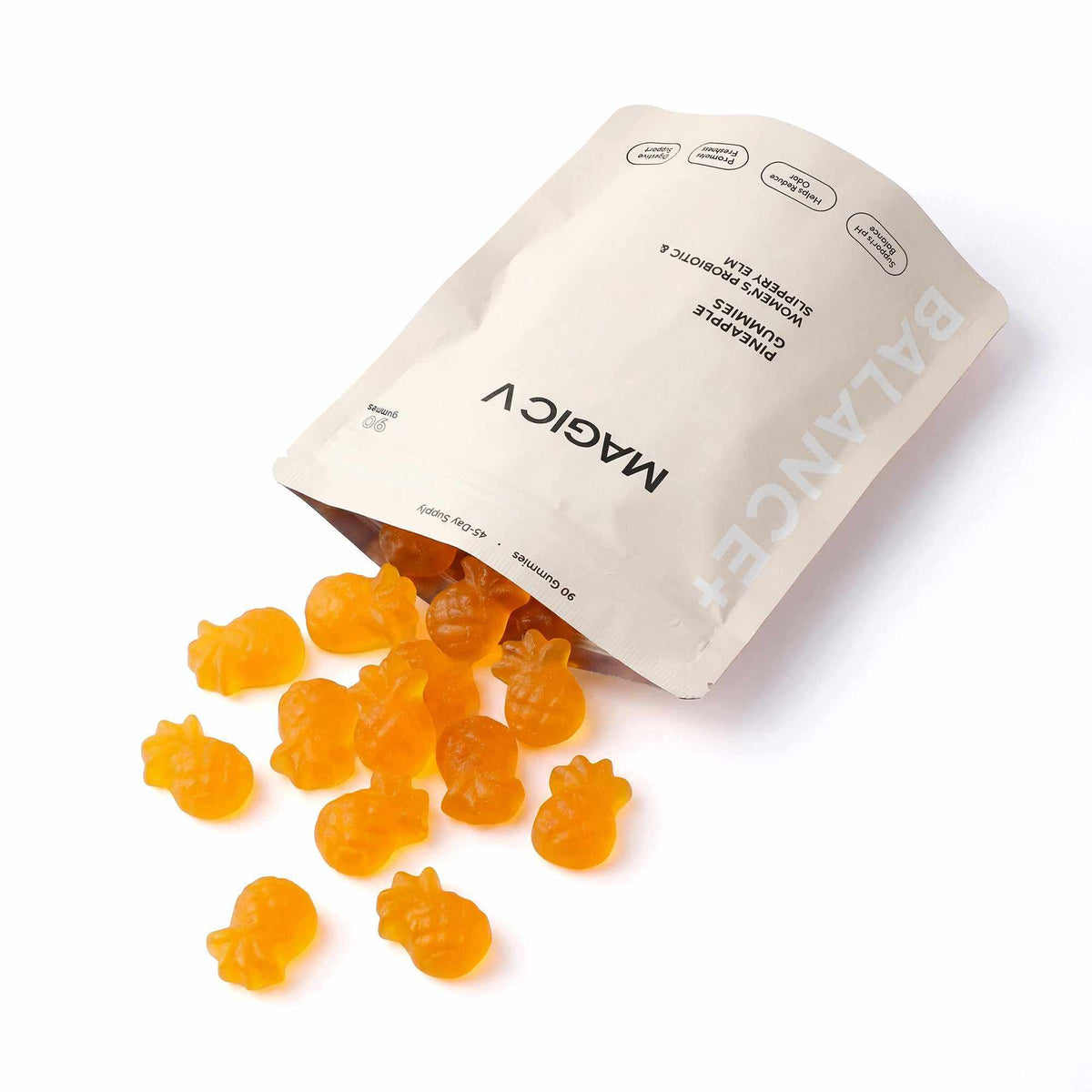 Premium Feminine Balance Gummies for vaginal health, pH support, hormonal balance, vegan and gluten-free, tropical pineapple flavor, 90 gummies for women's wellness